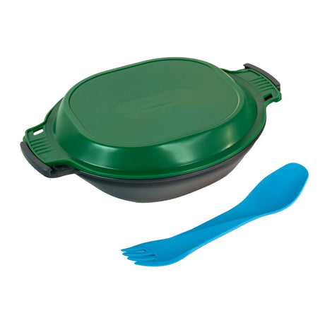 humangear GoKit Light: 5-Tool Lightweight Camping Mess Kit with Camping Plate Bowl Utensil and Toothpick - Ideal On-The-Go Camping Solution Charcoal/Green