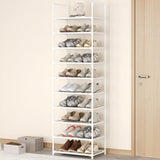 Vockot 10-Tier Tall Shoe RackLarge Sturdy Shoe Shelf Organizer Non-Woven Fabric Narrow Free Standing Shoe Racks for Entryway Hallway and Closet (White)