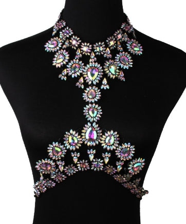 Fashionable Alloy Body Chain with Gemstone Pendant