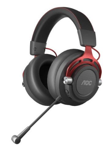 AOC HEADSET GAMING GH401, 1.2M CABLE 3.5MM, WIRELESS, HIGH-QUALITY STEREO, VOLUME AND MUTE CONTROL, USB-C CHARGING, BLACK, 2YW