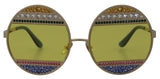 Dolce & Gabbana Crystal Embellished Gold Oval Sunglasses