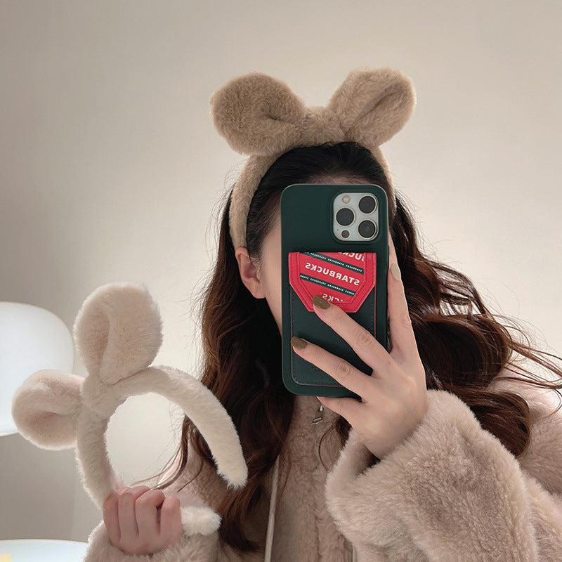 Plush Rabbit Ears Headband for Women - Cute Hair Accessory