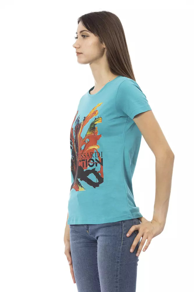 Trussardi Action Light Blue Cotton Women T-Shirt