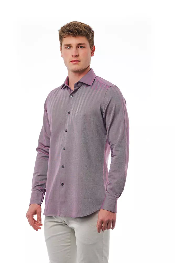 Bagutta Burgundy Cotton Men Shirt