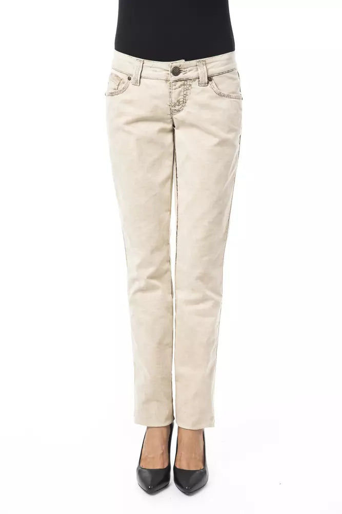 BYBLOS Beige Cotton Women's Slim Fit Jean