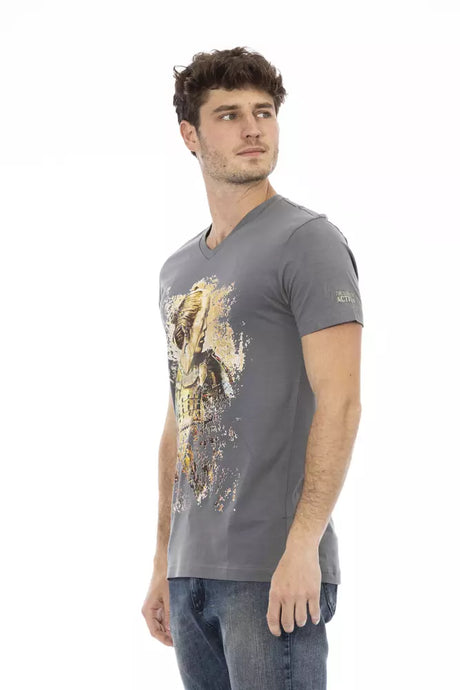 Trussardi Action Gray Cotton Men T-Shirt