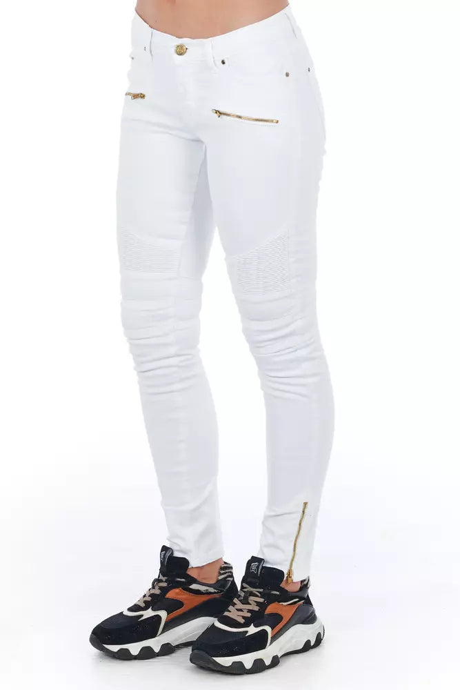 Frankie Morello White Cotton Women Jeans