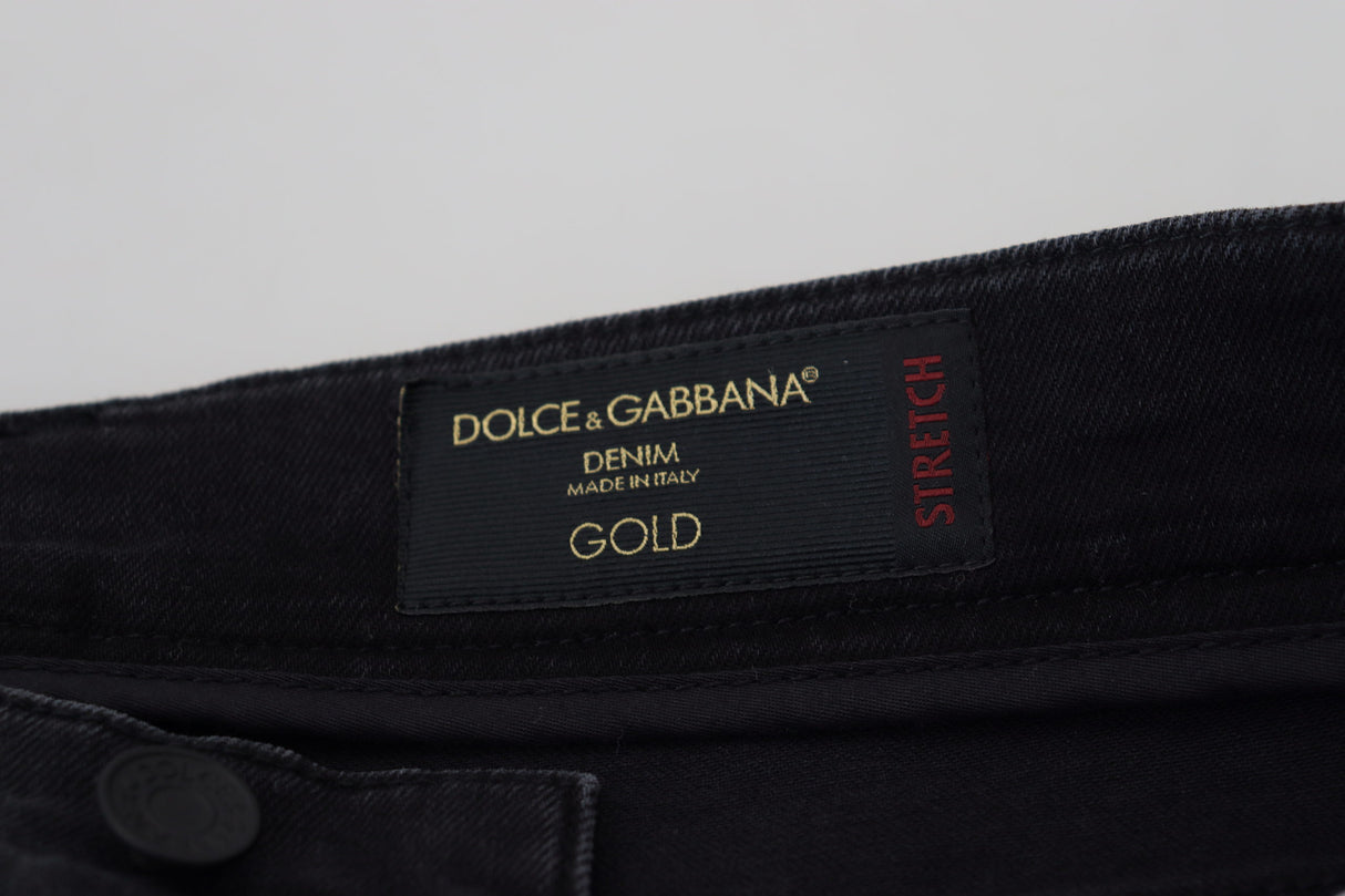 Dolce & Gabbana Sleek Black Cotton Blend Denim Pants