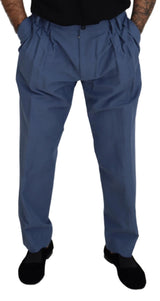 Dolce & Gabbana Elegant Blue Linen-Cotton Blend Trousers