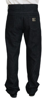 Dolce & Gabbana Elegant Black Washed Denim Pants Luxe Cotton