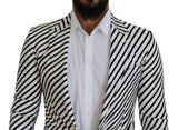 Dolce & Gabbana Elegant White Striped Single Breasted Blazer