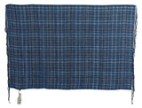 Costume National Chic Linen Fringed Scarf in Blue Checkered