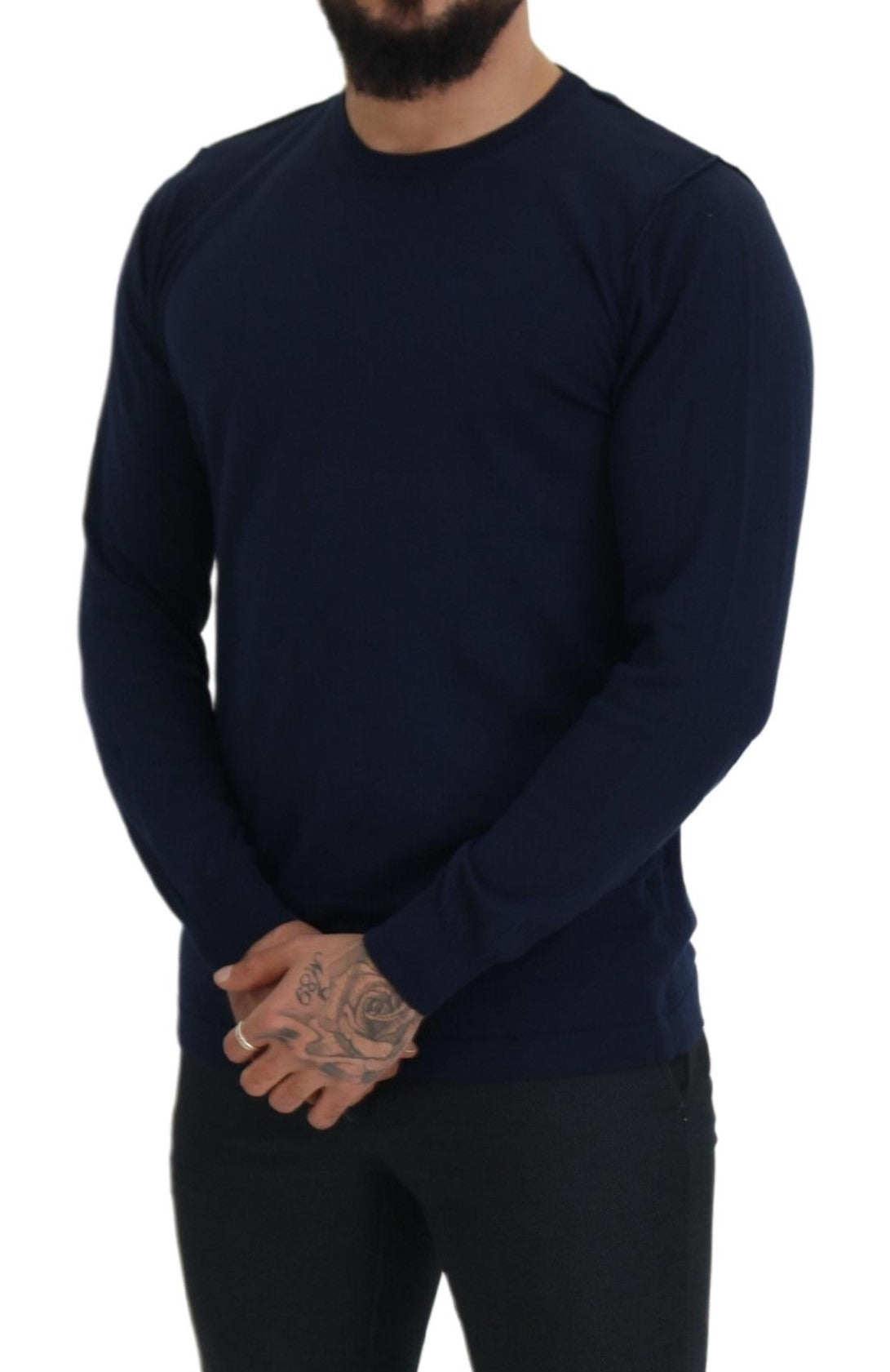 Paolo Pecora Milano Authentic Crewneck Blue Pullover Sweater