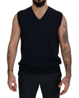 Paolo Pecora Milano Sleek Black V-Neck Sleeveless Tank