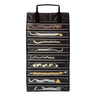 UnionPlus Velvet Travel Jewelry Case Roll Bag Organizer for Necklace 9 Zipped Grids Coffee