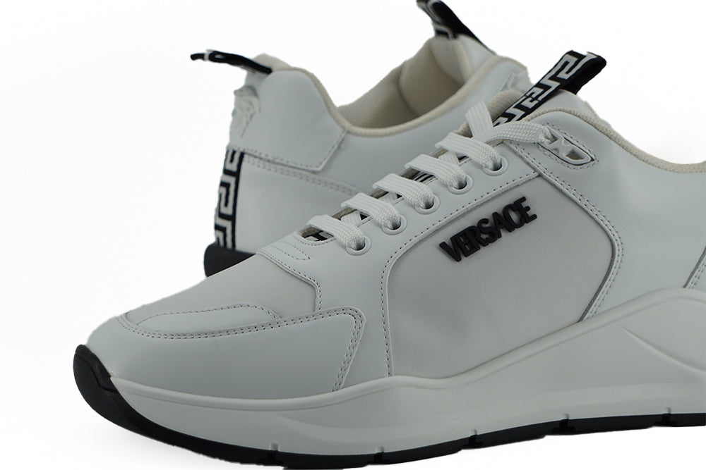 Versace Sleek White Calf Leather Sneakers