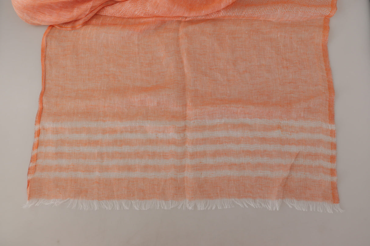 Malo Elegant Orange Linen Shawl Wrap Scarf