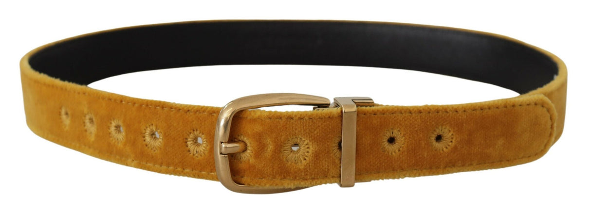 Dolce & Gabbana Elegant Velvet Gold Buckle Women's Belt