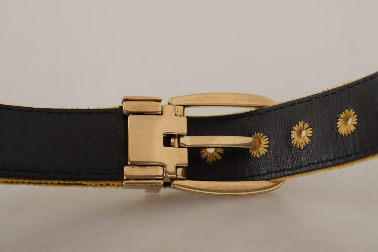 Dolce & Gabbana Elegant Velvet Gold Buckle Women's Belt