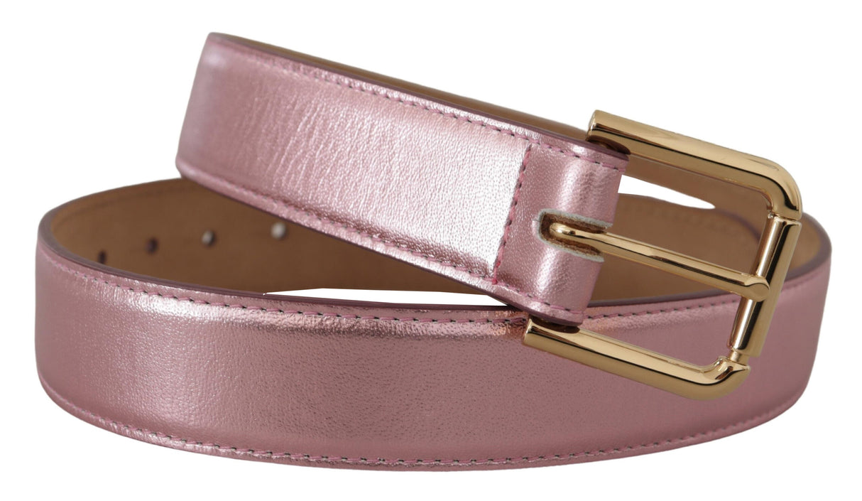 Dolce & Gabbana Elegant Metallic Pink Leather Belt