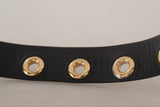 Dolce & Gabbana Chic Black Leather Belt with Engraved Buckle