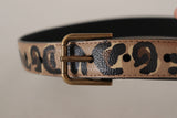 Dolce & Gabbana Elegant Leather Engraved Buckle Belt