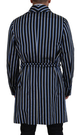 Dolce & Gabbana Black Blue Martini Printed Lining Robe