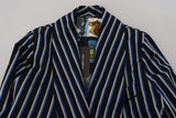 Dolce & Gabbana Black Blue Martini Printed Lining Robe