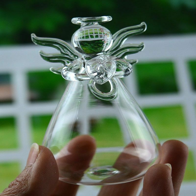Crystal Clear Glass Angel Vase for Home Decor