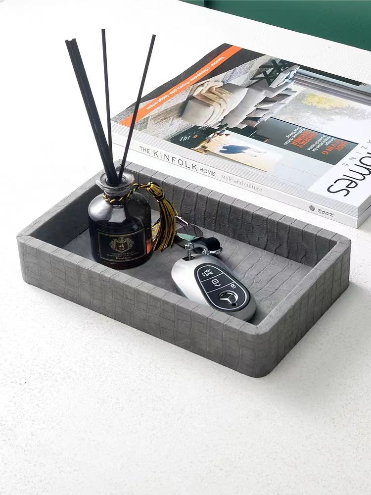 Leather Key Storage Box and Decorative Tray for Entryway