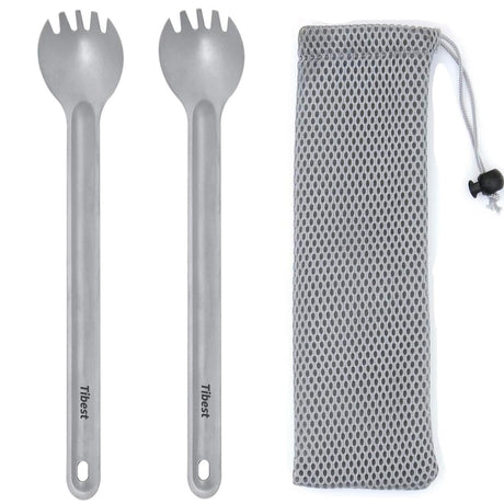 Tibest Titanium Spork Long Handle 8.7" Camping Spork Backpacking Spoon Ultra Lightweight Camping Utensil for Backpacking Camping Hiking Travel
