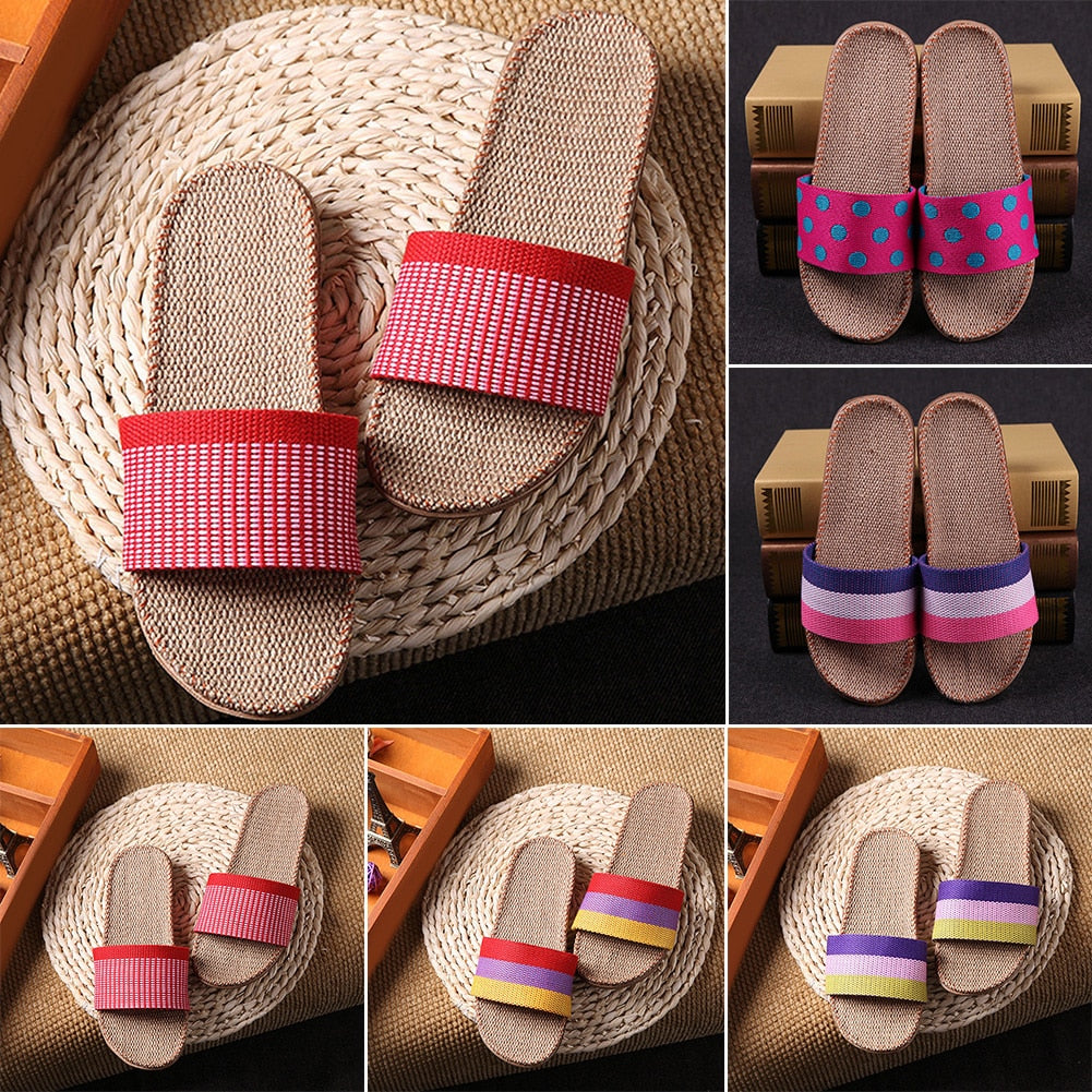 Linen Slippers for Couples - Summer Home Footwear