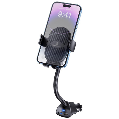 WixGear Phone Charger Car Mount with Dual USB Charger Cellphone Holder for Car Cigarette Lighter Phone Holder Charger Phone Charger Car Mount Car Phone Mount with USB Charger Cigarette mounts