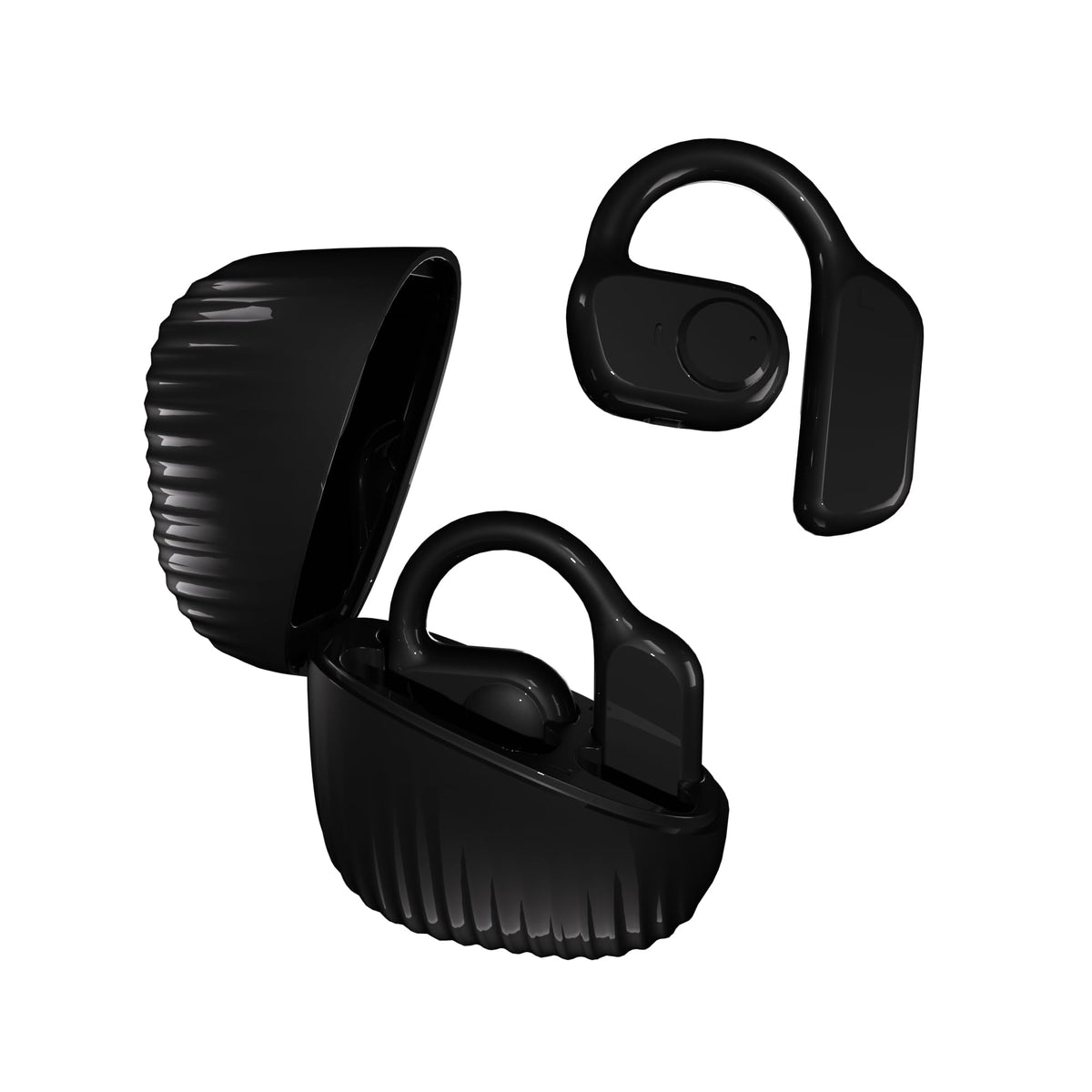 HDKKE Open Ear Headphones Wireless Earbuds 45Hrs Battery Life Bluetooth 5.3 Headphones Premium Stereo Sound Open Ear Earbuds with Earhooks Workout Headphones (Black)