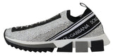 Dolce & Gabbana Silver Rhinestones Sorrento Sneakers Shoes