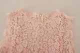 Dolce & Gabbana Elegant Sheer Lace Sleeveless Blouse in Pink