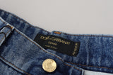 Dolce & Gabbana Blue Tattered Skinny Denim Cotton Jeans