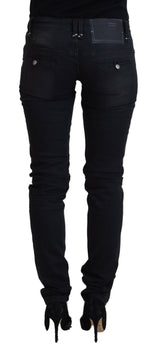 Acht Sleek Black Washed Low Waist Skinny Jeans