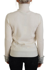 Dolce & Gabbana Ivory Turtleneck Wool Blend Sweater