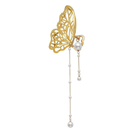 Large Metal Pearl Butterfly Hair Claw Clip for Women