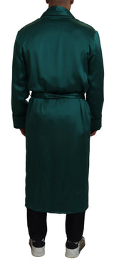 Dolce & Gabbana Elegant Silk Robe in Lush Green