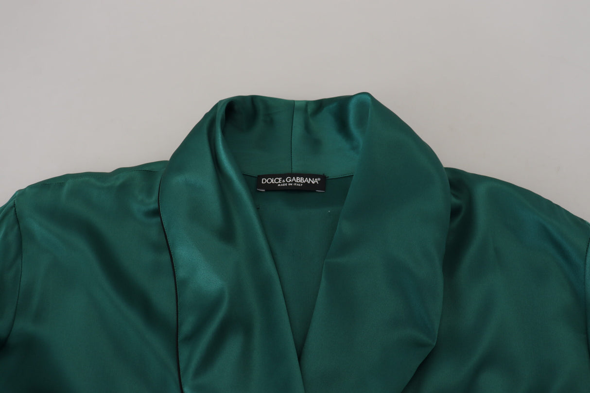 Dolce & Gabbana Elegant Silk Robe in Lush Green