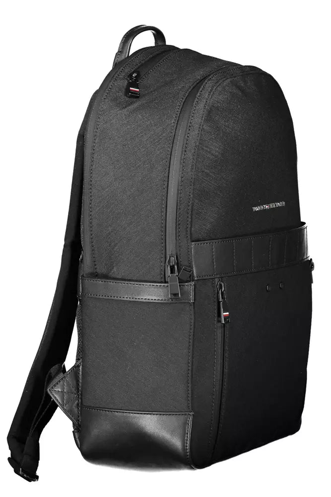 Tommy Hilfiger Black Nylon Men Backpack