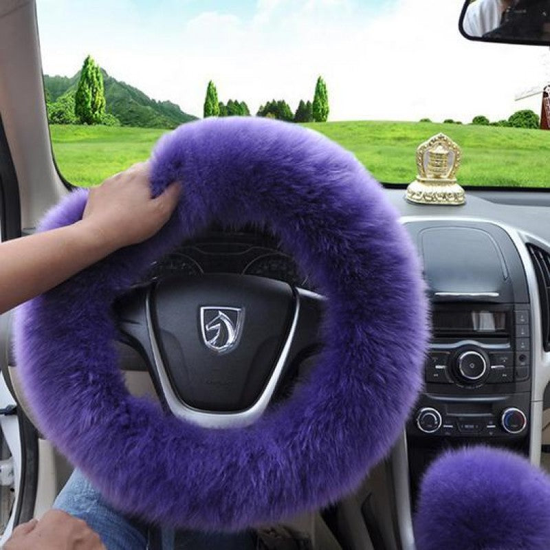 Car Steering Wheel Cover, Pure Wool Plush Design