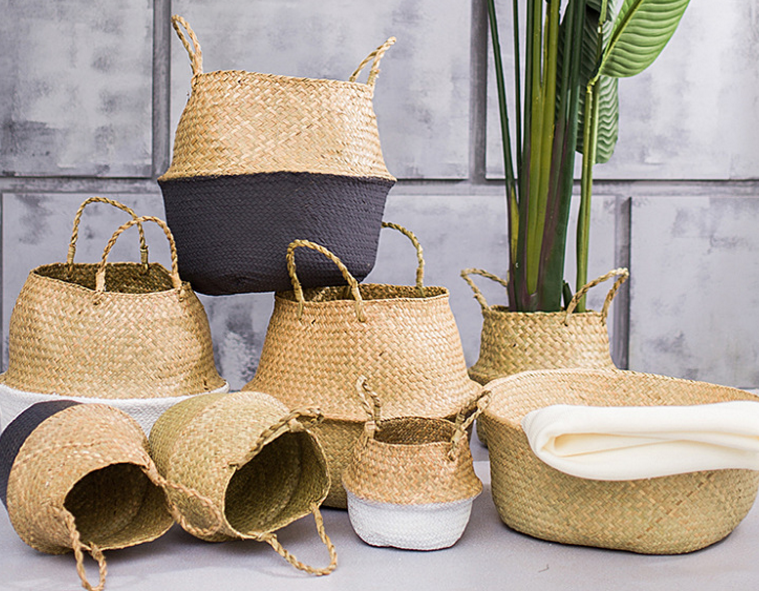 Handcrafted Woven Seagrass Basket and Planter