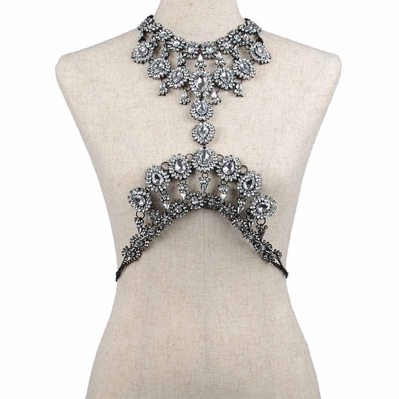 Fashionable Alloy Body Chain with Gemstone Pendant