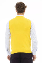 Alpha Studio Yellow Viscose Men Vest