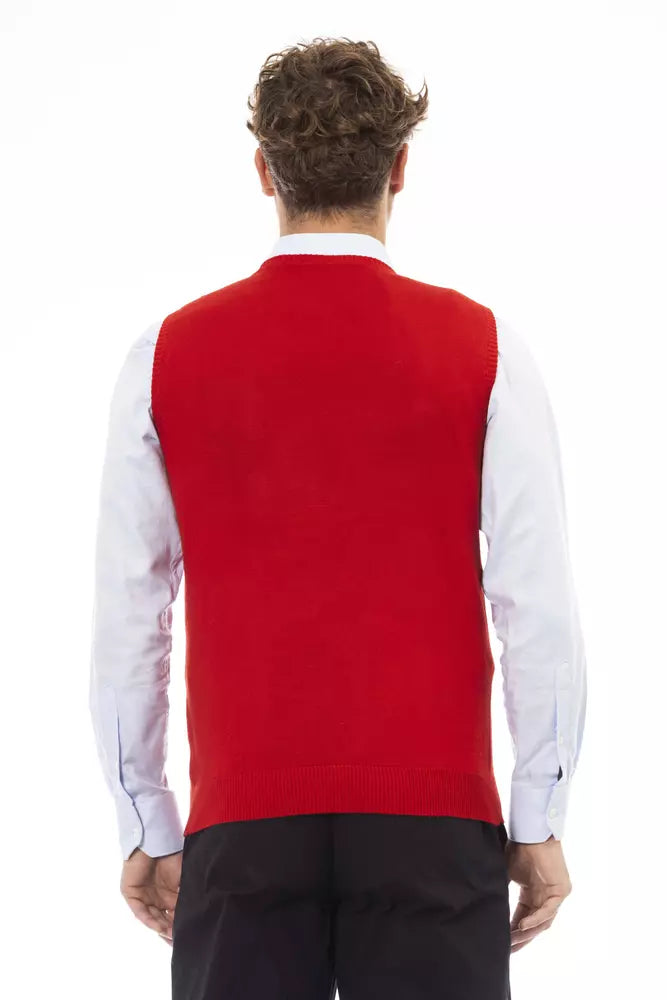 Alpha Studio Red Viscose Men Vest