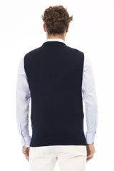 Alpha Studio Blue Viscose Men's V-neck Vest