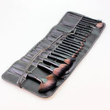 24-Piece Wooden Makeup Brush Set with Brush Bag